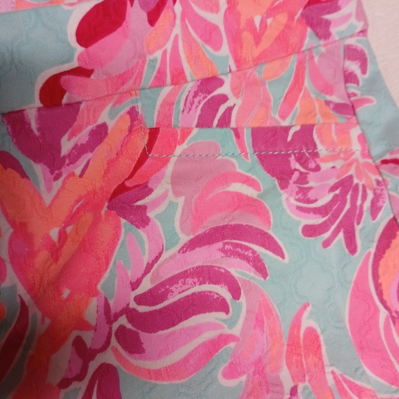 Lilly Pulitzer Size 8 Tropical Print Pants Pink Blue Straight Leg Pants - Picture 5 of 11